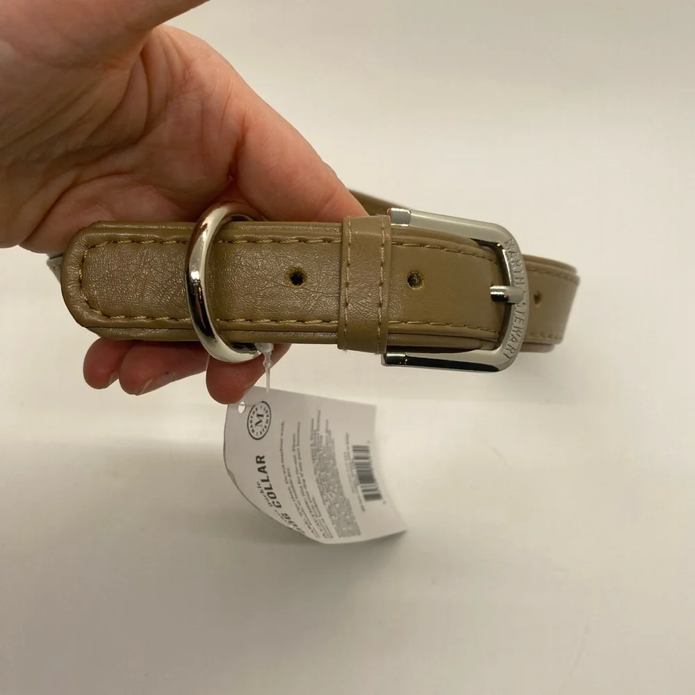 NWT Martha Stewart Dog Collar Vegan Leather. Tan. Size 20 (neck 18-21”).